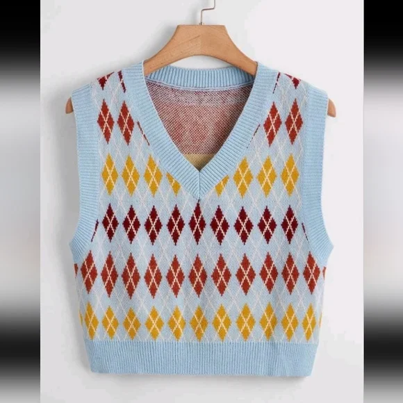 SHEIN Sweaters Shein Plus Argyle Sweater Vest Poshmark